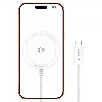 Încărcător wireless magnetic MagSafe TECH-PROTECT A54 25W Qi2.2 alb