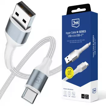 Cablu 3mk Hyper Cable N-SERIES USB-A la USB-C 1 m 18 W alb