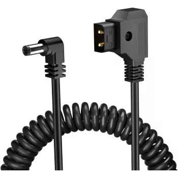 Cablu de alimentare spiralat Newell D-Tap la DC 5,5x2,5mm, 90cm, negru