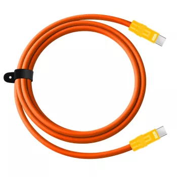 Cablu Newell USB-C la USB-C 100W, 2m, silicon, portocaliu-galben