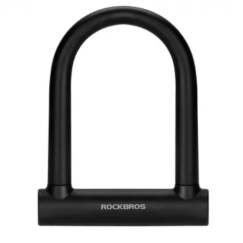 Antifurt U Rockbros RKS610-BK pentru bicicletă - negru, oțel călit, etrier 14 mm, siguranță 8/10, 2 chei, suport de montare