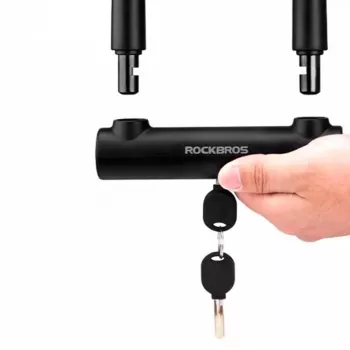 Antifurt U Rockbros RKS610-BK pentru bicicletă - negru, oțel călit, etrier 14 mm, siguranță 8/10, 2 chei, suport de montare