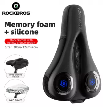 RockBros LF044BL Husă șa gel-spumă cu husă de ploaie impermeabilă integrată - negru/albastru