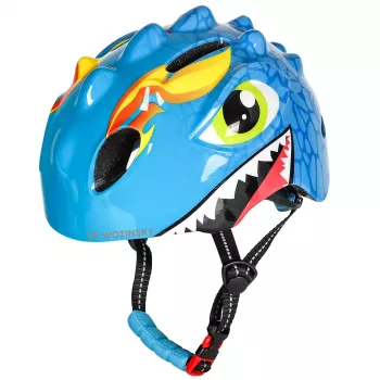 Cască de bicicletă pentru copii Wozinsky, motiv dragon, ușoară, 50-54 cm, albastră