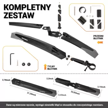 Set apărători de noroi pentru bicicletă ROCKBROS DNB-890 pentru MTB 26-29 inch - negru