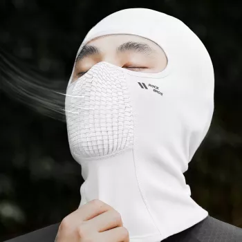 ROCKBROS LF25699 Fleece Cycling Balaclava – White | Thermal Full Face Mask for Winter Cycling, Skiing & Motorcycling