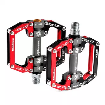 ROCKBROS 2010-12SBKR Pedale platformă din aluminiu cu rulmenți etanșați - negru/roșu