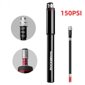 Pompă mini bicicletă ROCKBROS SMART-B 150 PSI valvă Presta Schrader Negru