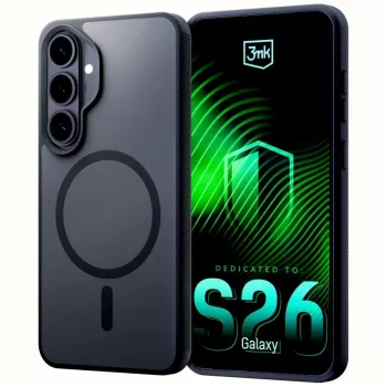 Husă de protecție spate 3MK Smoke MagCase pentru Samsung Galaxy S26 - Negru (translucid) compatibilă MagSafe