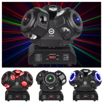 Lumină moving head LIGHT4ME SID PRO 5-in-1 cu efecte beam, wash, strobe, laser și gobo