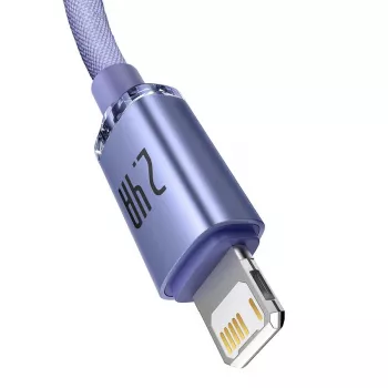 Cablu Baseus Crystal Shine Lightning la USB-A 1,2 m violet, încărcare rapidă 2,4 A