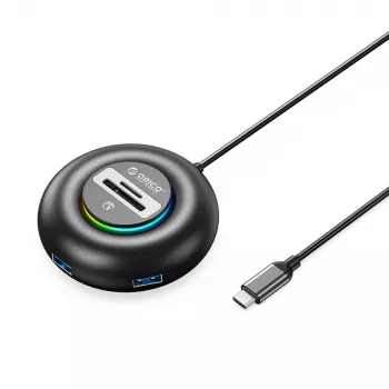 Hub USB 3.0 ORICO YXR5-C3 cu 4 porturi și cititor de carduri SD și MicroSD