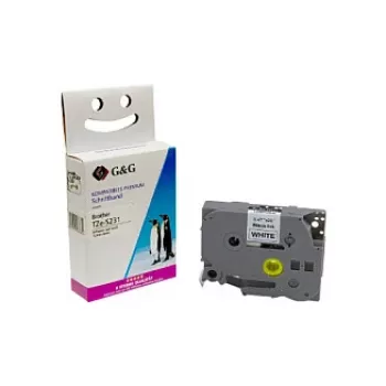 G&G Ninestar Compatible Brother TZe-S231 Label Tape 12mm Black on White