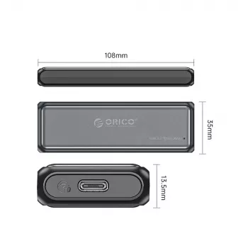 Carcasă SSD Orico DDM2-C3-G2 M.2 NVMe USB-A USB-C 3.2 10Gb/s gri