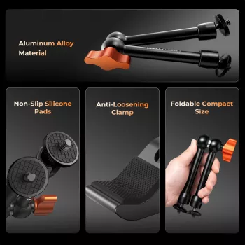 Kit de montare KF Magic Arm Super Clamp cu filete de 1/4 inch & 3/8 inch, clemă 15-55mm, ISO Cold Shoe