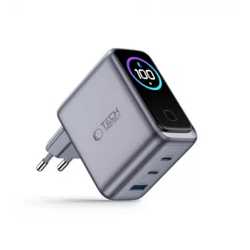 TECH-PROTECT PowerVision NC100W GaN 100W 3-Port USB-C PD & USB-A QC3.0 Wall Charger - Dark Grey