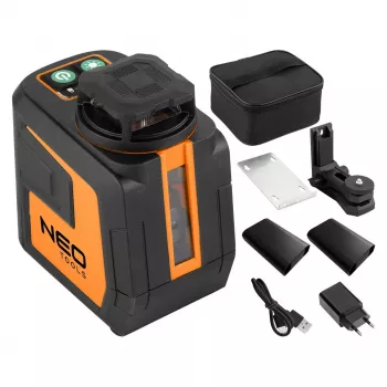 NEO TOOLS 75-144 Nivel laser cu fascicul verde 5 linii 20 m cu suport magnetic și valiză