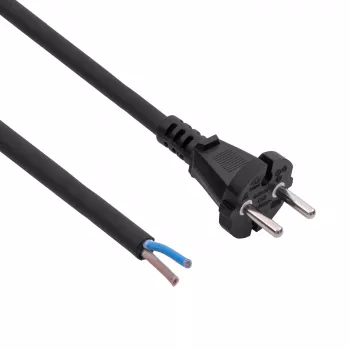 Akyga AK-OT-06S Cablu de alimentare din cauciuc H05RR-F 2 x 1,5 mm², ștecher CEE 7/17 la capăt liber, 5 m, negru