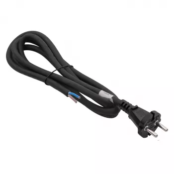 Akyga AK-OT-06S Cablu de alimentare din cauciuc H05RR-F 2 x 1,5 mm², ștecher CEE 7/17 la capăt liber, 5 m, negru