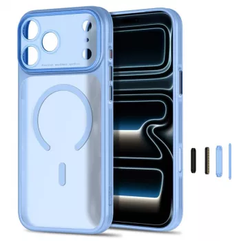 TECH-PROTECT MagPrime Husă MagSafe transparentă pentru iPhone 17 Pro Max / 18 Pro Max - Albastru deschis mat