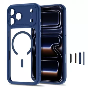 TECH-PROTECT MagPeak Husă MagSafe transparentă pentru iPhone 17 Pro Max / 18 Pro Max – Albastru închis
