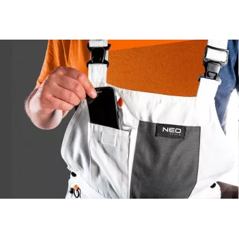 Salopetă de lucru HD NEO TOOLS cu buzunare pentru genunchiere, mărimea L/52, gri/negru