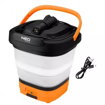 Aparat de spălat cu presiune cu acumulator NEO TOOLS 12V 5 bar cu găleată pliabilă și încărcare USB-C