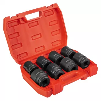Set chei tubulare de impact NEO TOOLS 3/4 inch, 26-38 mm, 8 piese, oțel Cr-Mo, fosfatat negru, DIN 3121, cu valiză din plastic