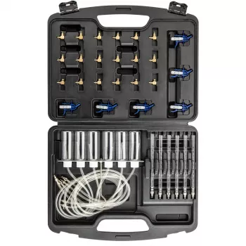 Set tester de scurgeri pentru injectoare Common Rail TOP-11-263 NEO TOOLS pentru motoare diesel, set de diagnosticare pentru 6 cilindri cu adaptoare și valiză
