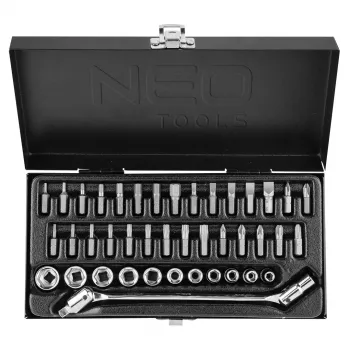 NEO TOOLS 1/4 Socket Wrench Set, 41 pcs
