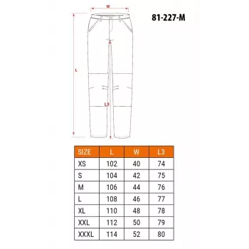 NEO Tools 81-227-M Protective Work Trousers with Oxford Knee Reinforcement, Grey/Orange, Size M