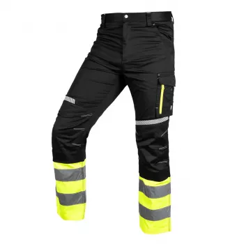 NEO TOOLS 81-795-L Warning Trousers Black-Yellow Size L EN ISO 20471 Class 1 Reflective Knee Reinforcement