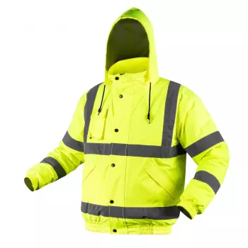 NEO TOOLS 81-712-M Warning Bomber Work Jacket, Lightly Insulated, Fluorescent Yellow, Size M