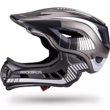 Cască de bicicletă pentru copii Rockbros TT-32SBTG-M cu apărătoare de bărbie detașabilă, mărimea M, gri