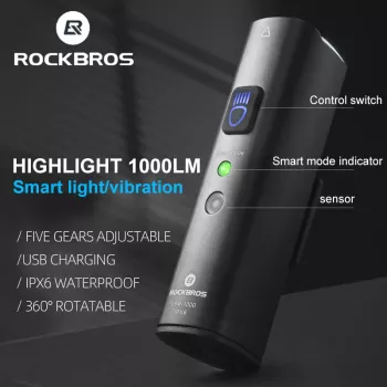 Far față pentru bicicletă reîncărcabil USB-C ROCKBROS V9M-1000 1000 lumeni - negru