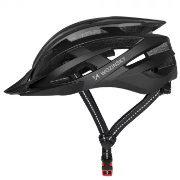 Cască de bicicletă MTB Wozinsky cu vizieră detașabilă și lumină spate USB 54-57 cm - negru