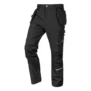 NEO TOOLS Mix&Match Work Trousers with Holster Pockets, 4-Way Stretch, Cordura Reinforced, Black, Size S
