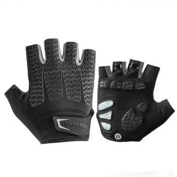 Mănuși de ciclism cu degete scurte RockBros S169BGR XL cu pernițe gel - gri