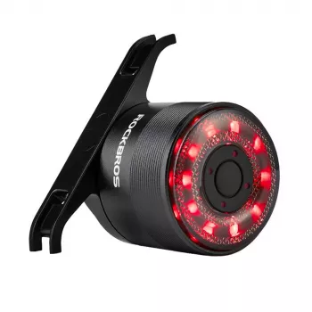 ROCKBROS Q1 Lumină spate de bicicletă, 7 culori LED, cu cablu USB-C, Negru