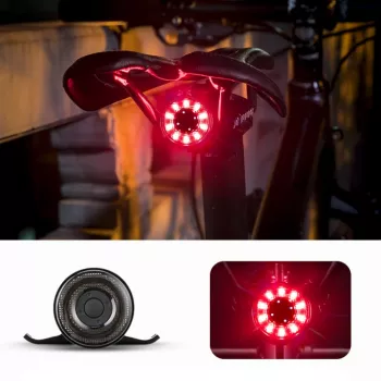 ROCKBROS Q1 Lumină spate de bicicletă, 7 culori LED, cu cablu USB-C, Negru