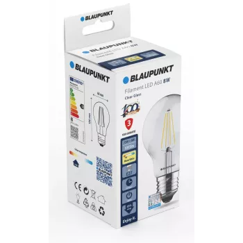 Bec LED filament Blaupunkt E27 A60 8W, 1055 lm, 2700 K (BLAUPUNKT-F-E27-8-WW)