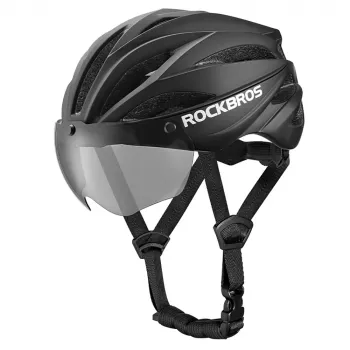 Cască de ciclism ROBOROCK Rockbros cu vizieră magnetică detașabilă, protecție UV400, 22 de ventilații, rotiță reglabilă, unisex negru mat-maro