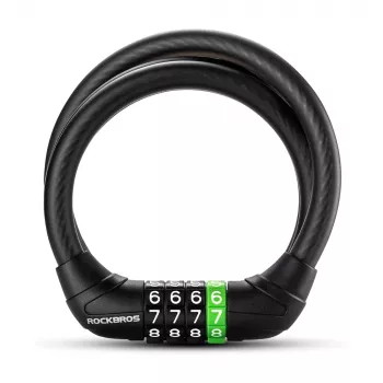 Antifurt cu cablu și combinație pentru bicicletă Rockbros 87632 115 cm - negru