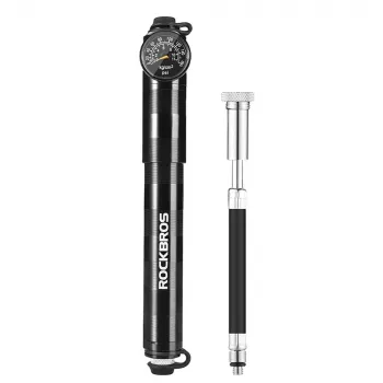 Pompă mini pentru bicicletă ROCKBROS HQ-67A-L03 BK cu manometru – negru