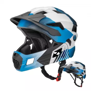 Cască de bicicletă convertibilă pentru copii cu bărbie detașabilă ROCKBROS TS-61, mărimea S (48-54 cm), albastră