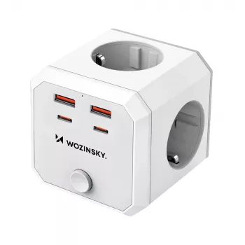 Cub de alimentare Wozinsky WKZ-4B 4x AC 2x USB-A 2x USB-C PD 20W 4000W alb