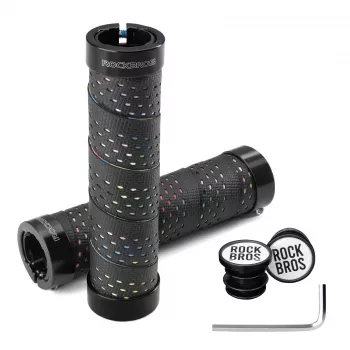 Mânere ergonomice pentru ghidon dublu Lock-On ROCKBROS GR0112, negru
