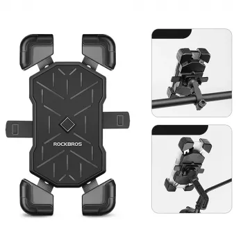 Suport telefon pentru ghidon cu clemă ROCKBROS HW-117, negru-gri