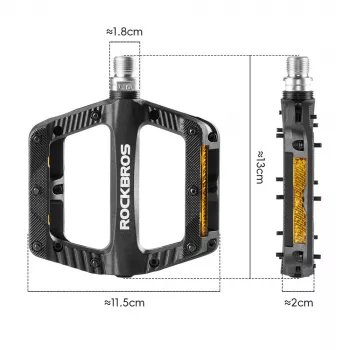Pedale reflectorizante din nailon ROCKBROS BP2501, negru