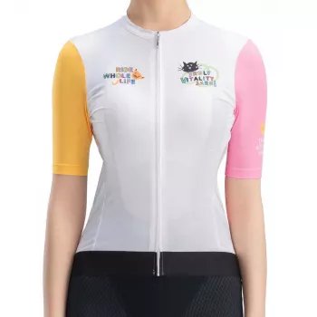 Tricou de ciclism pentru damă Rockbros, L, alb imprimat